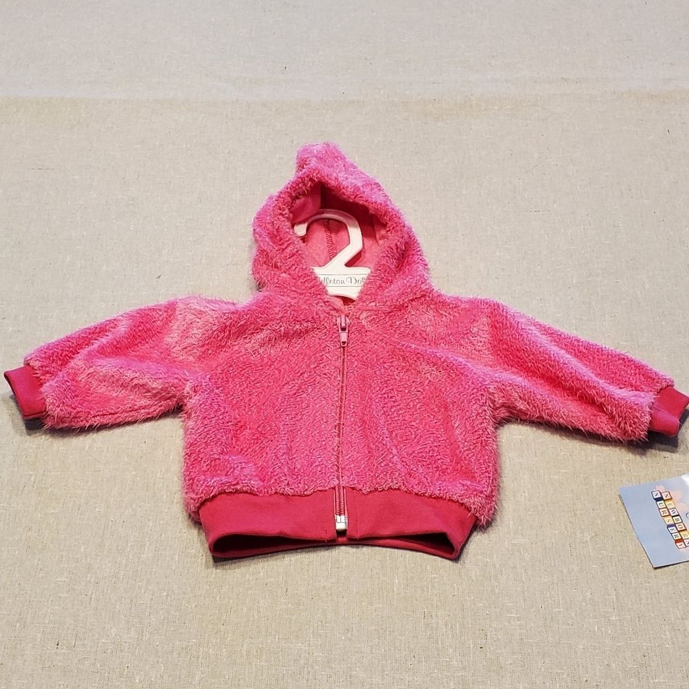 Vintage Middleton Doll Pink Fuzzy Doll Zip Up Hoodie